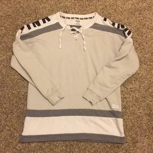 PINK tie up sweatshirt